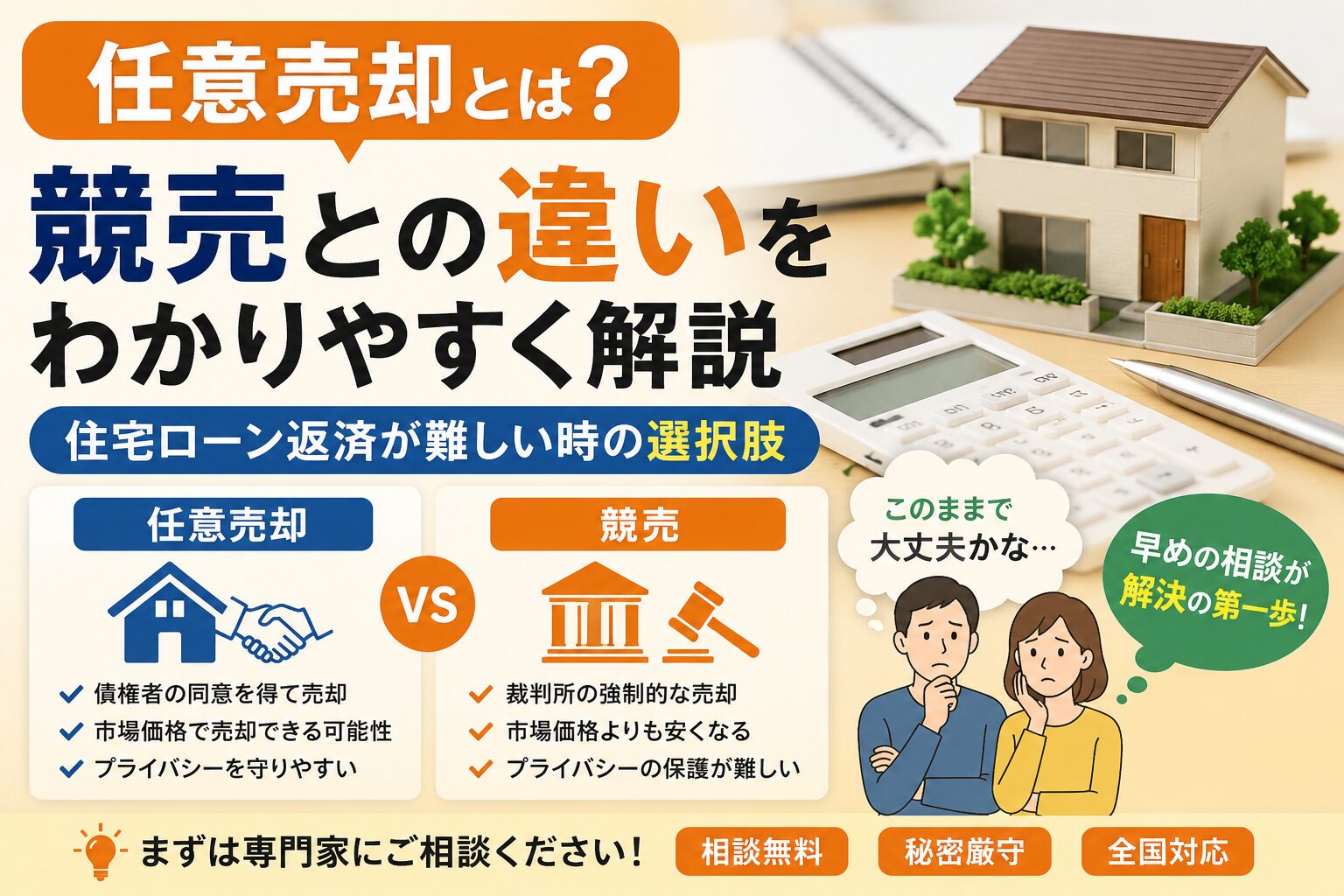 任意売却とは?競売との違いをわかりやすく解説|住宅ローン返済が難しい時の選択肢