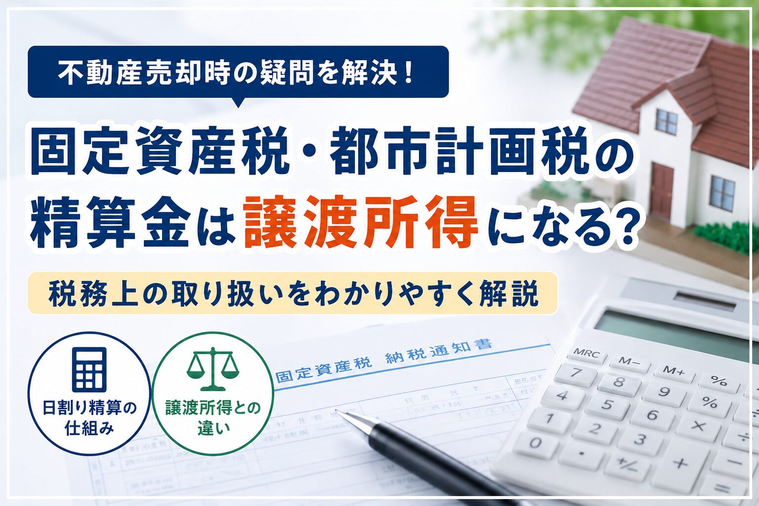 固定資産税・都市計画税の精算金は譲渡所得になる?税務上の取り扱いをわかりやすく解説
