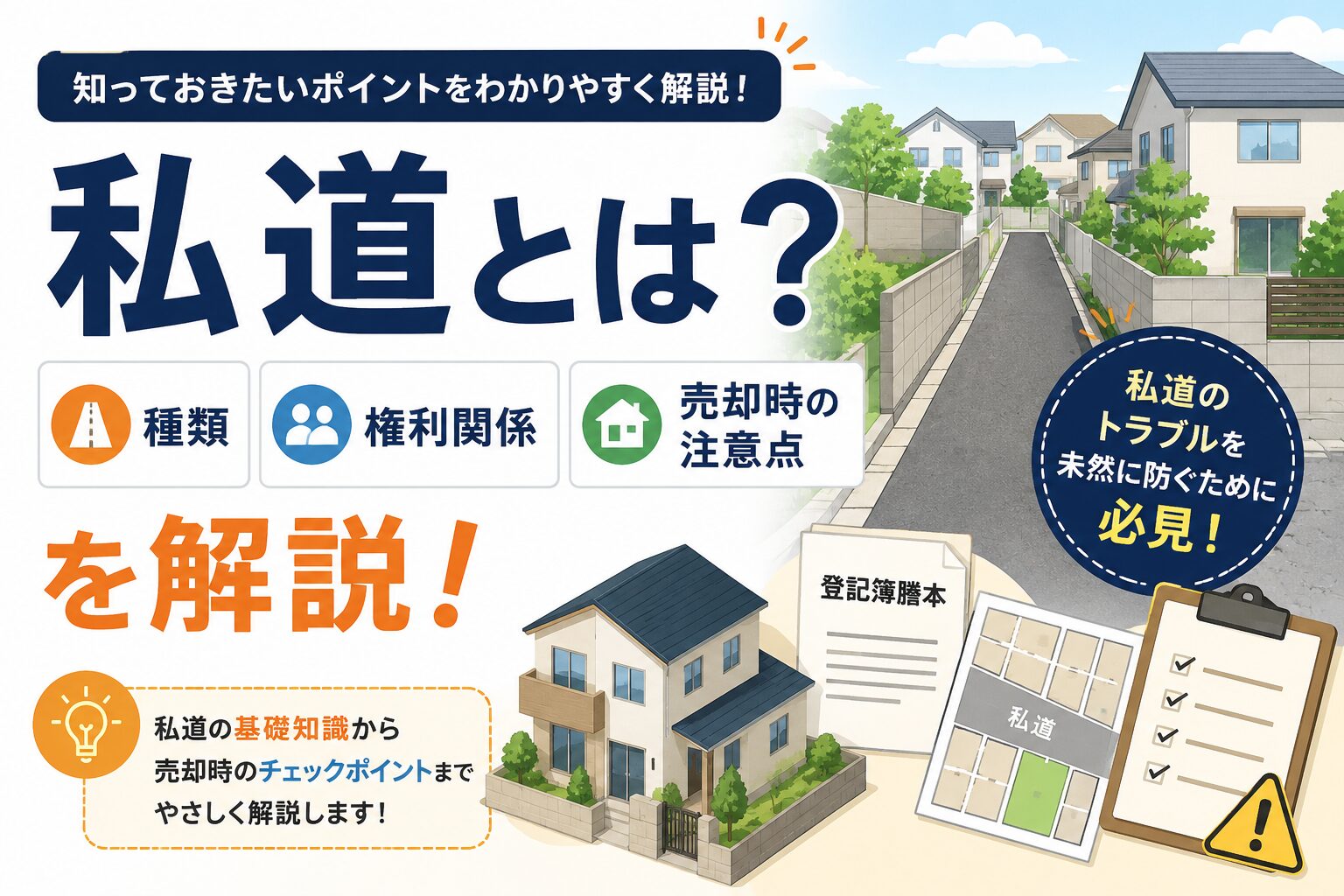 私道とは?種類・権利関係・売却時の注意点を解説